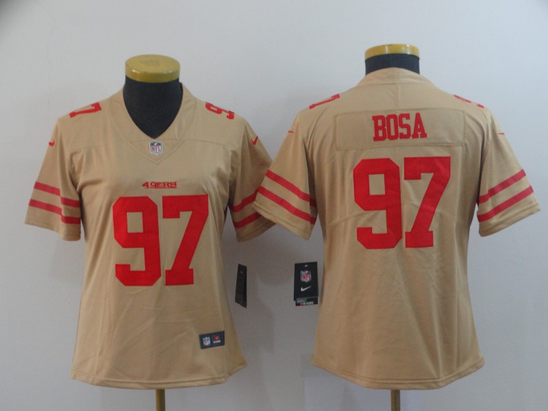 Women San Francisco 49ers #97 Bosa 2019 Vapor Untouchable Nike Yellow Inverted Legend NFL Jerseys